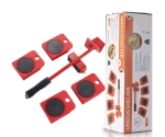 Set 5 piese transportat si ridicat mobila, cu role pentru ridicat si mutat obiecte grele, maxim 200 kg - Rosu