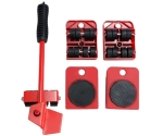 Set 5 piese transportat si ridicat mobila, cu role pentru ridicat si mutat obiecte grele, maxim 200 kg - Rosu