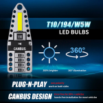 Set Bec LED T10 W5W, blister CANBUS 6000K Alb, 200 lumeni, 360°, Plug & Play - 12V