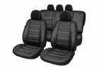 Set Huse Scaun Auto Exclusive King Leather – 11 bucati, Piele Ecologica Respirabila, cu Fermoare pentru Bancheta Spate