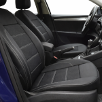 Set Huse Scaun Auto Exclusive King Leather – 11 bucati, Piele Ecologica Respirabila, cu Fermoare pentru Bancheta Spate