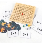 Tabla matematica educativa din lemn cu carduri pentru inmultire