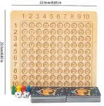 Tabla matematica educativa din lemn cu carduri pentru inmultire