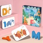 Puzzle Montessori din lemn „Alphabet & Animal Board” – alfabet si animale