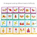 Joc educativ, tangram din lemn, joc asiatic cu 155 piese geometrice multicolore