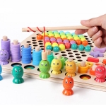 Joc Montessori 5 in 1 Logarithmic Plate Beads, din lemn