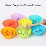 Joc educativ Montessori 2 in 1 de memorie si motricitate fina, sortare, mozaic cu bile din lemn, cleste, lingura, chopsticks, Sortare Asociere bile din lemn