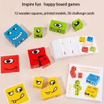 Puzzle din lemn Emotii, Expression Building Blocks, 12 piese +3 ani