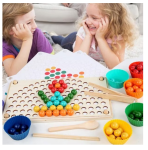 Joc de indemanare Montessori Rainbow Clip Beads, curcubeu, multicolor, 30 x 18 x 5 cm