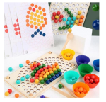 Joc de indemanare Montessori Rainbow Clip Beads, curcubeu, multicolor, 30 x 18 x 5 cm