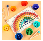 Joc de indemanare Montessori Rainbow Clip Beads, curcubeu, multicolor, 30 x 18 x 5 cm