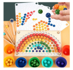 Joc de indemanare Montessori Rainbow Clip Beads, curcubeu, multicolor, 30 x 18 x 5 cm