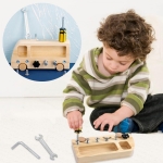 Autobuz educativ din lemn cu unelte 3+ ani