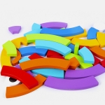 Puzzle educativ din lemn TANGRAM cu 15 carduri duble cu figurine