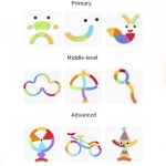 Puzzle educativ din lemn TANGRAM cu 15 carduri duble cu figurine