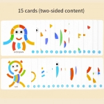 Puzzle educativ din lemn TANGRAM cu 15 carduri duble cu figurine