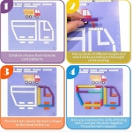 Joc educativ din lemn Montessori Shape Cognition Puzzle Matematic cu Modele, Aritmetica si Stickere pentru Numarare