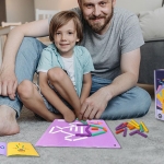 Joc educativ din lemn Montessori Shape Cognition Puzzle Matematic cu Modele, Aritmetica si Stickere pentru Numarare