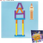 Joc educativ din lemn Montessori Shape Cognition Puzzle Matematic cu Modele, Aritmetica si Stickere pentru Numarare