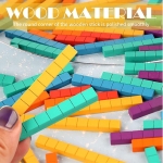 Joc educativ din lemn Montessori Shape Cognition Puzzle Matematic cu Modele, Aritmetica si Stickere pentru Numarare