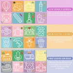 Joc educativ din lemn Montessori Shape Cognition Puzzle Matematic cu Modele, Aritmetica si Stickere pentru Numarare