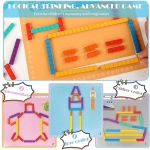 Joc educativ din lemn Montessori Shape Cognition Puzzle Matematic cu Modele, Aritmetica si Stickere pentru Numarare