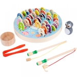 Joc educativ din lemn Penguin Magnetic Fishing Game cu Alfabet si Numere, 3 Ani +