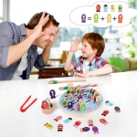Joc educativ din lemn Penguin Magnetic Fishing Game cu Alfabet si Numere, 3 Ani +
