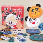 Joc educational Montessori din lemn – Panda Face Changer, multicolor