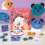 Joc educational Montessori din lemn – Panda Face Changer, multicolor