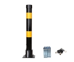 Stalp metalic rabatabil pentru delimitare locuri de parcare, negru-galben, cu sistem de blocare 60cm – 3 chei incluse