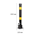 Stalp metalic rabatabil pentru delimitare locuri de parcare, negru-galben, cu sistem de blocare 60cm – 3 chei incluse
