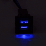 Incarcator USB dublu cu iluminare LED albastra pentru montaj dedicat Volkswagen Transporter / Caravelle T5 (2003 – 2009)