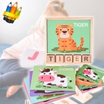 Puzzle educativ din lemn Fructe cu doua tipuri de carduri si cuburi din lemn, 3+ ani