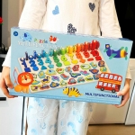 Montessori jucarie educativa din lemn cu cifre, forme si dinozauri