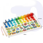 Montessori jucarie educativa din lemn cu cifre, forme si dinozauri