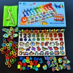 Montessori jucarie educativa din lemn cu cifre, forme si dinozauri