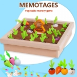 Joc de Memorie Educativ pentru Copii - Gradina cu Legume din Lemn, 24 de Piese, Multicolor