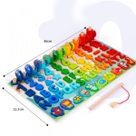 Montessori jucarie educativa din lemn cu litere, cifre, forme si pescuit magnetic