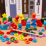 Joc Montessori din lemn „Fishing Toys” – pescuit magnetic si invatare prin joaca