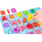 Montessori puzzle educativ din lemn cu litere mari si mici – alfabet englez