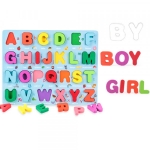 Montessori puzzle educativ din lemn cu litere mari si mici – alfabet englez