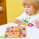 Puzzle din lemn cu alfabet, 26 de litere, Distractiv si imbunatateste dezvoltarea inteligentei cognitive