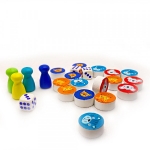 Tabla educativa din lemn, fata-verso, cu doua jocuri, Ludo si Scarilor 3+ ani