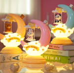 Lampa decorativa „Moon Lamp Bunny – Best Wishes” – lampa de noapte cu iepuras si luna