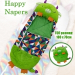 Sac de dormit pentru copii Happy Nappers "Dinozaur" – perna si sac de dormit intr-unul singur 180x70 cm