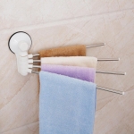 Suport cu ventuze pentru 4 prosoape, pentru perete, alb/gri