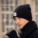 Caciula neagra cu LED reincarcabil, compatibila cu masina de spalat, baterie detasabila, incarcare USB