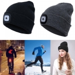 Caciula neagra cu LED reincarcabil, compatibila cu masina de spalat, baterie detasabila, incarcare USB