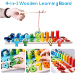 Jucarie Montessori din Lemn pentru Copii - Puzzle cu Numere, Sortator de Forme